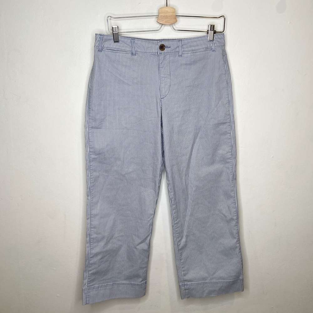 Old Navy Blue White Striped Wide Legged Crop Pants